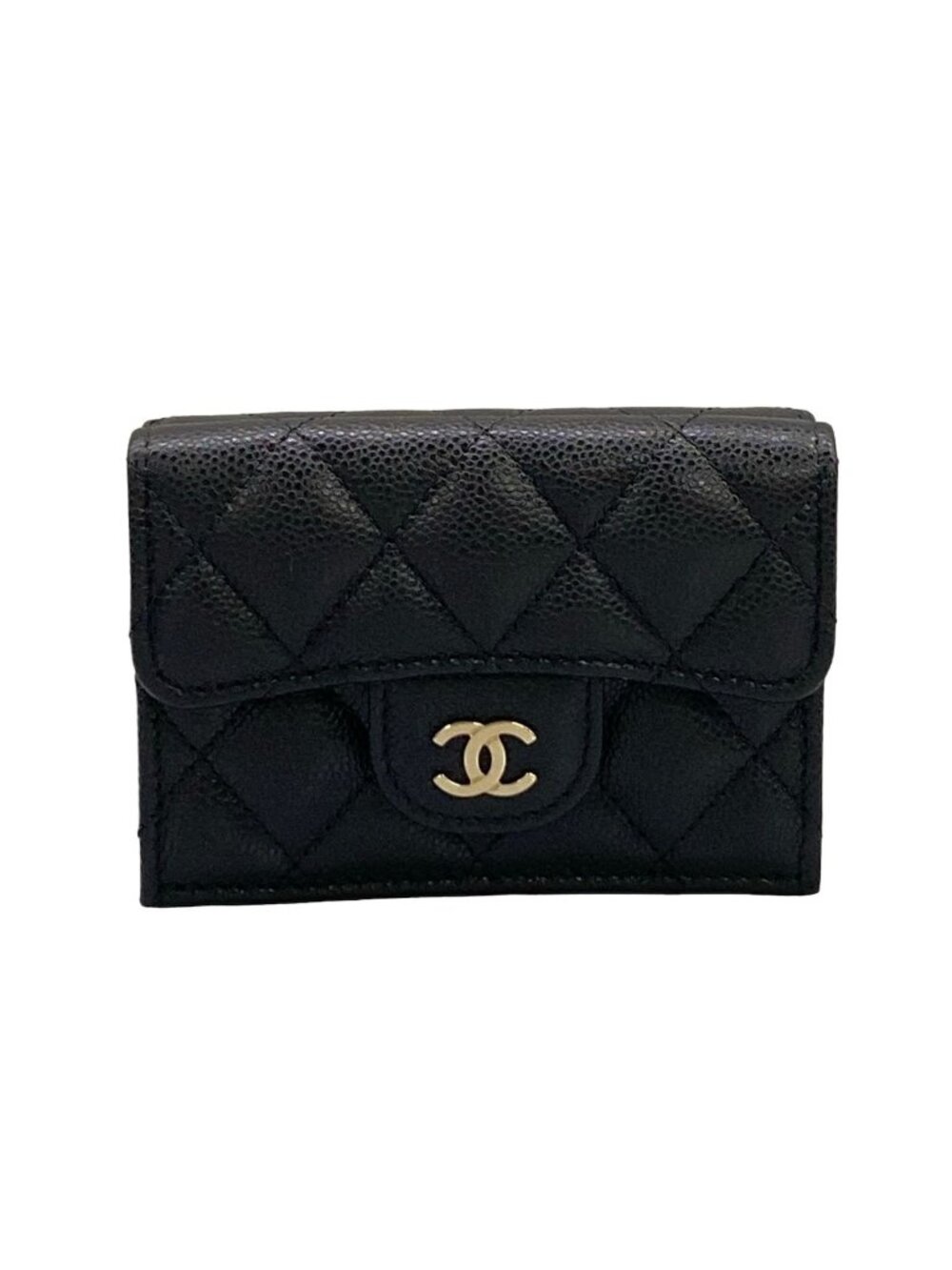 Chanel Trifold Wallet Quilted Black